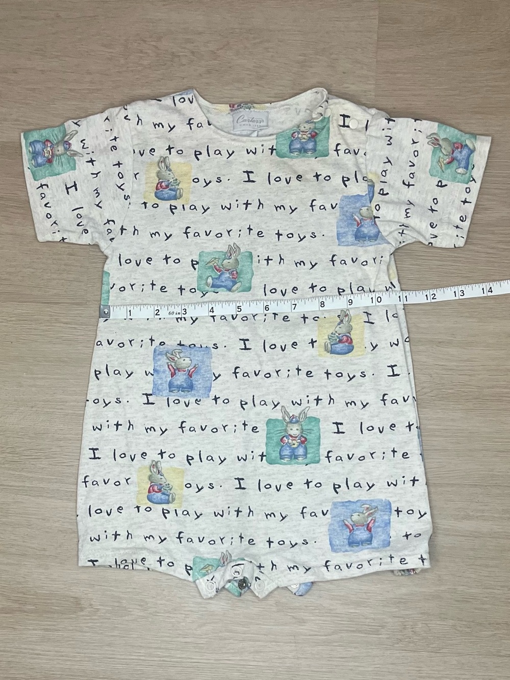 Carter’s Vintage Romper Peter Rabbit Bunny Print Short Sleeve in Cream - Picture 6 of 8
